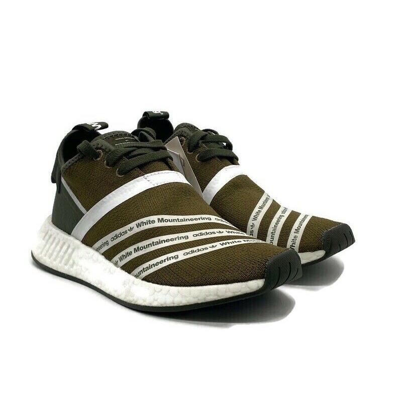 Adidas Nmd R2 PK X White Mountaineering Mens Sz 6.5 Running Shoe Trainer Sneaker - Green White Brown, Manufacturer: Trace Olive