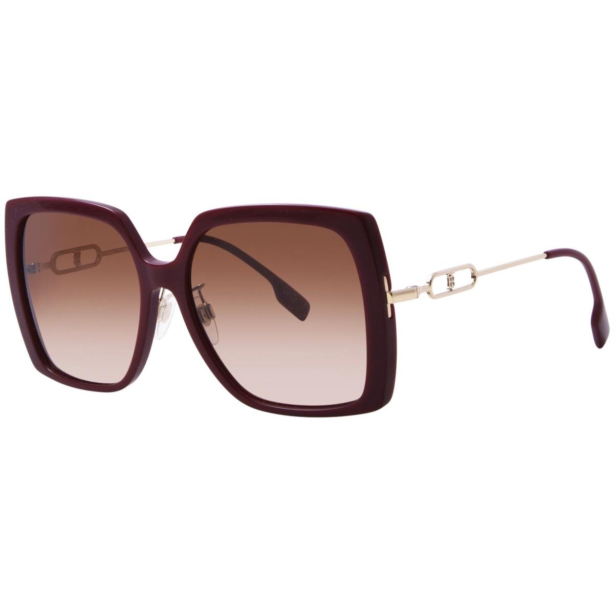 Burberry Luna BE4332 340313 Sunglasses Women`s Burgundy/brown Square Shape 57mm - Frame: Red, Lens: Brown