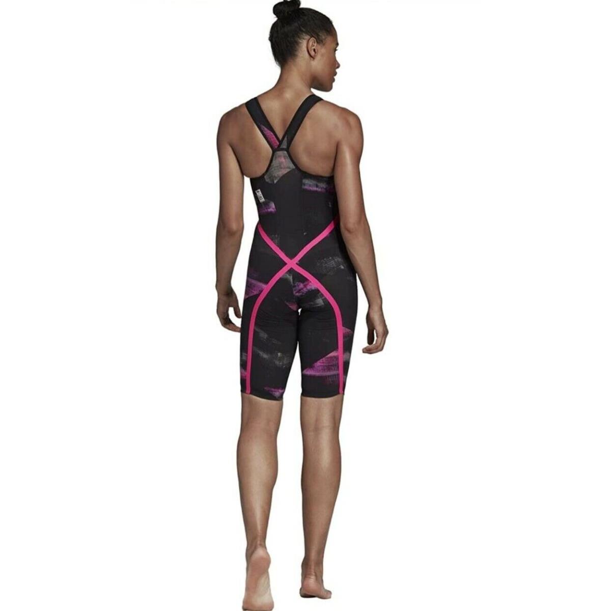 Adidas Women Adizero Xviii Freestyle Closedback Swimsuit Sz 22 Black/pink