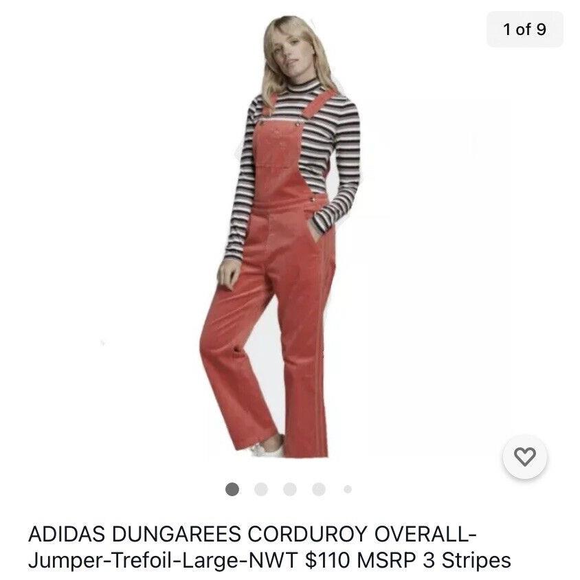 Adidas Dungarees Corduroy Overall-jumper-trefoil-large-nwt 3 Stripes