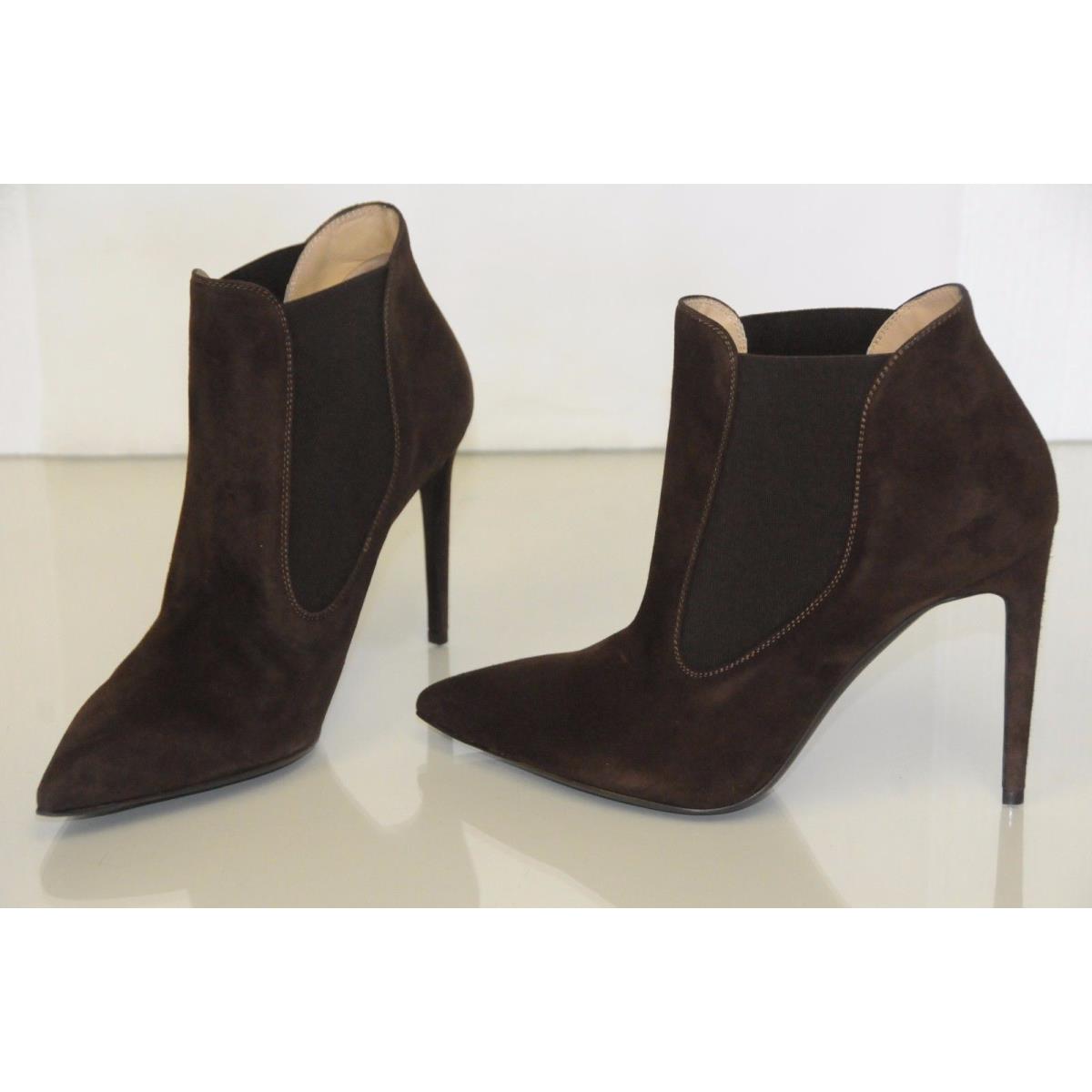 Ralph Lauren Tallen Dark Chocolate Brown Suede Booties Ankle Boots 40 Bag