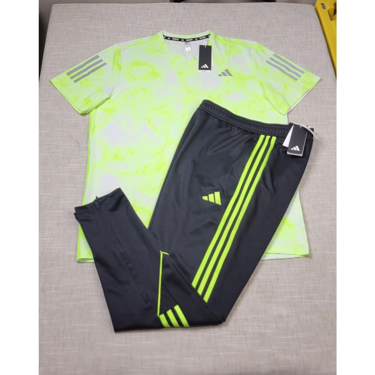 Adidas Tiro 23 Own The Run Shirt Track Pants Set 2XL Mens Black Lucid Lemon