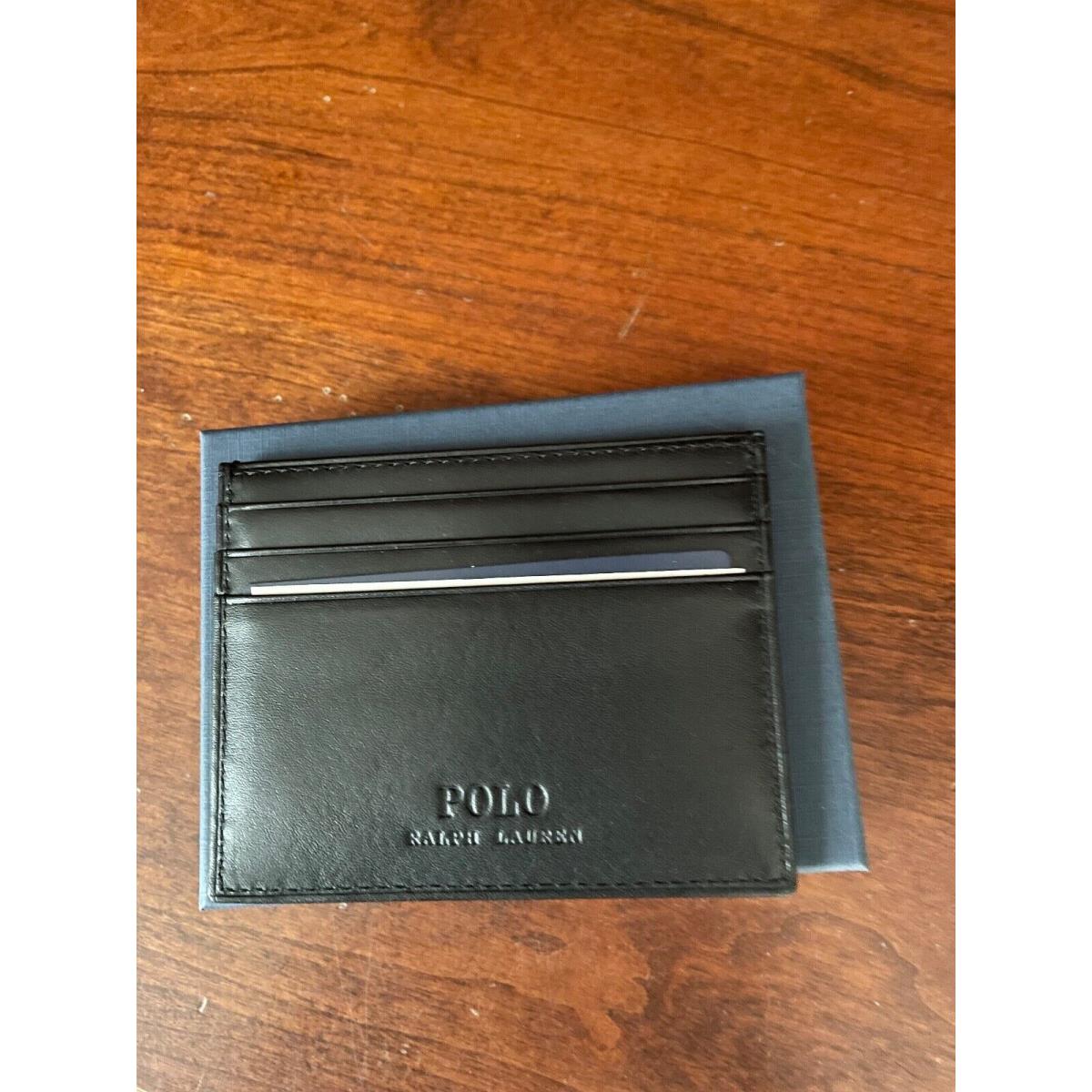 Mens Polo Ralph Lauren Leather Big Pony Card Case Black