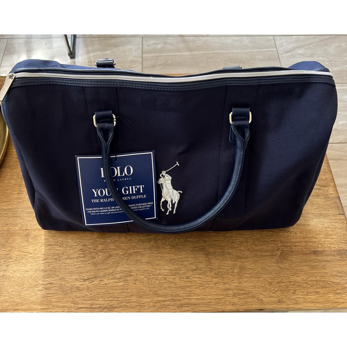 Polo Ralph Lauren Duffle Bag Canvas Navy Blue Large Logo