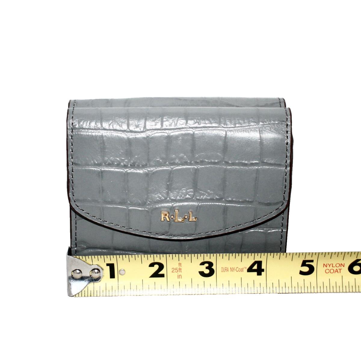 Lauren Ralph Lauren Darwin Nov French Purse Wallet Steel Gray Croc Embossed Lthr