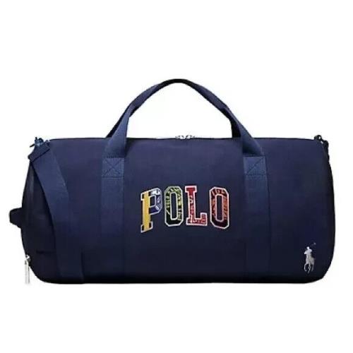 Polo Ralph Lauren Multicolored Unisex Duffle Bag Exterior Side Pocket Navy