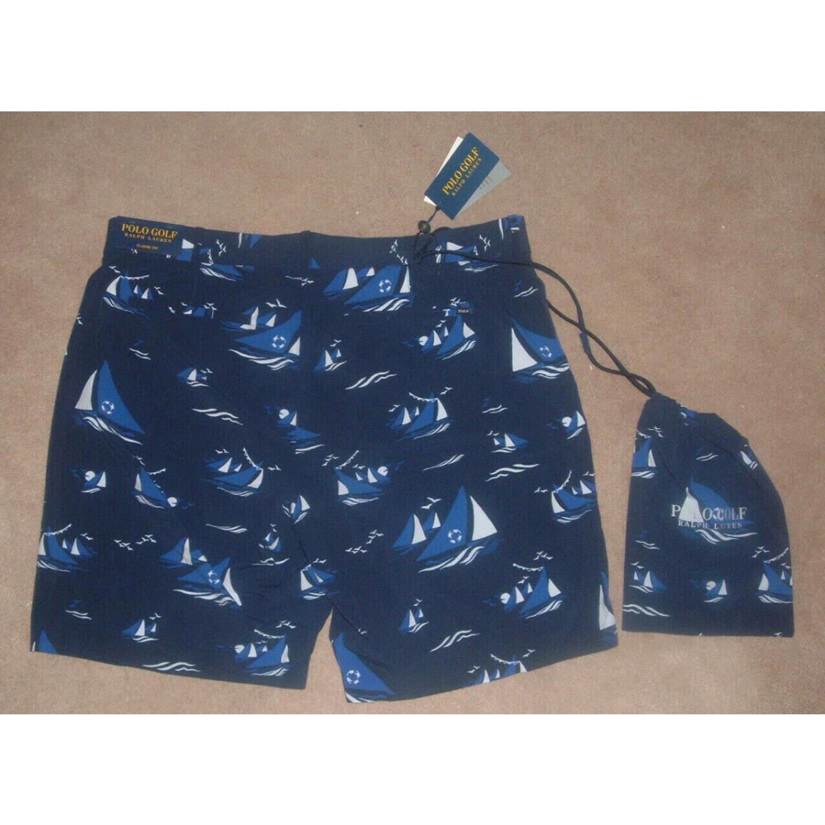 Ralph Lauren Polo Monaco Club Golf Shorts Sz 36 Yacht Sailboat + Bag