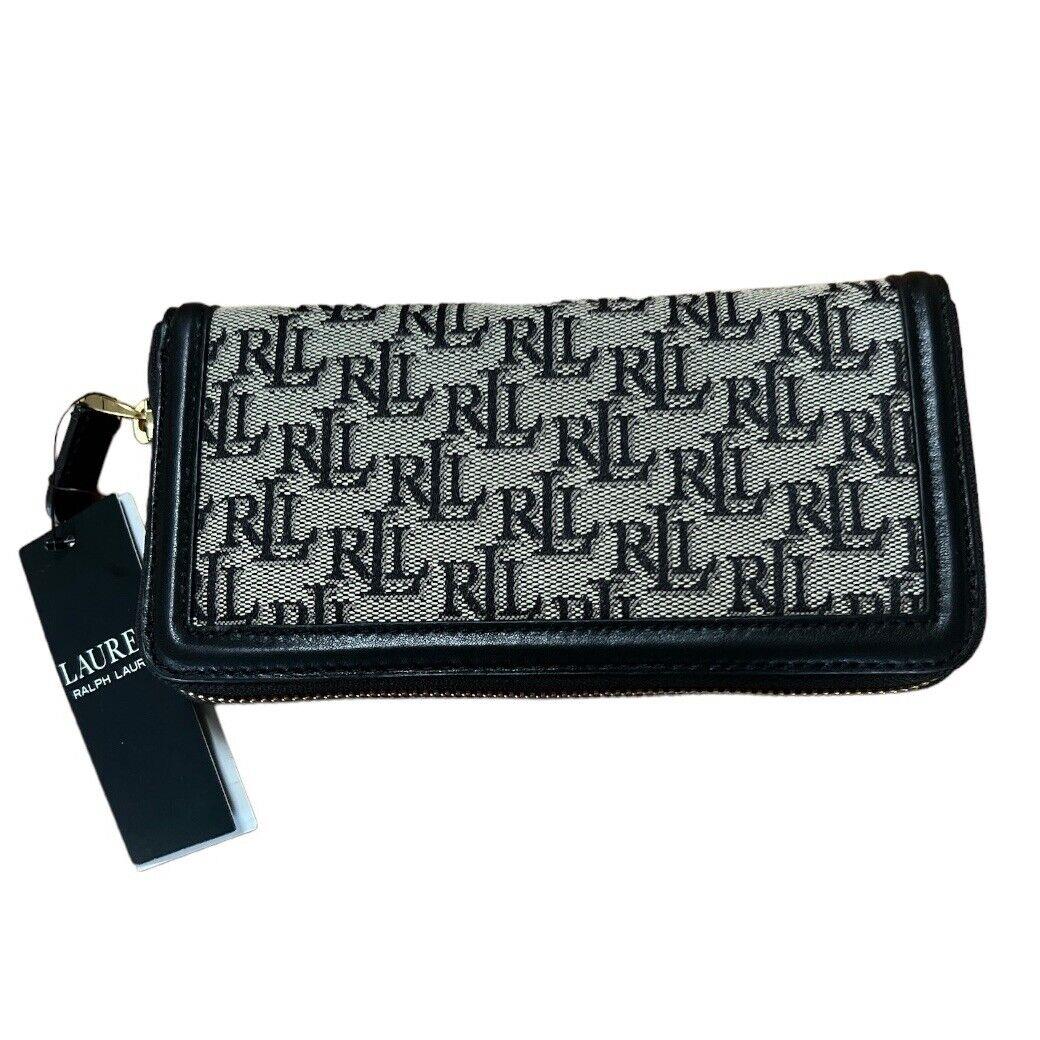 Lauren Ralph Lauren Monogram Jacquard Continental Zip Wallet Black