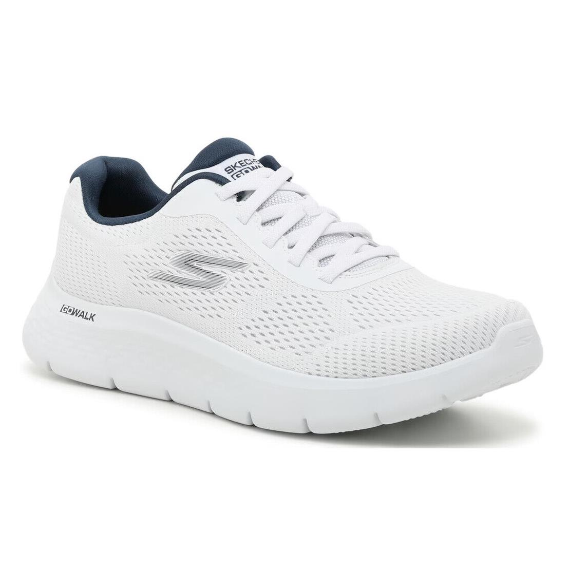 Mens Skechers Gowalk Flex Sneaker White Blue Mesh Shoes - White