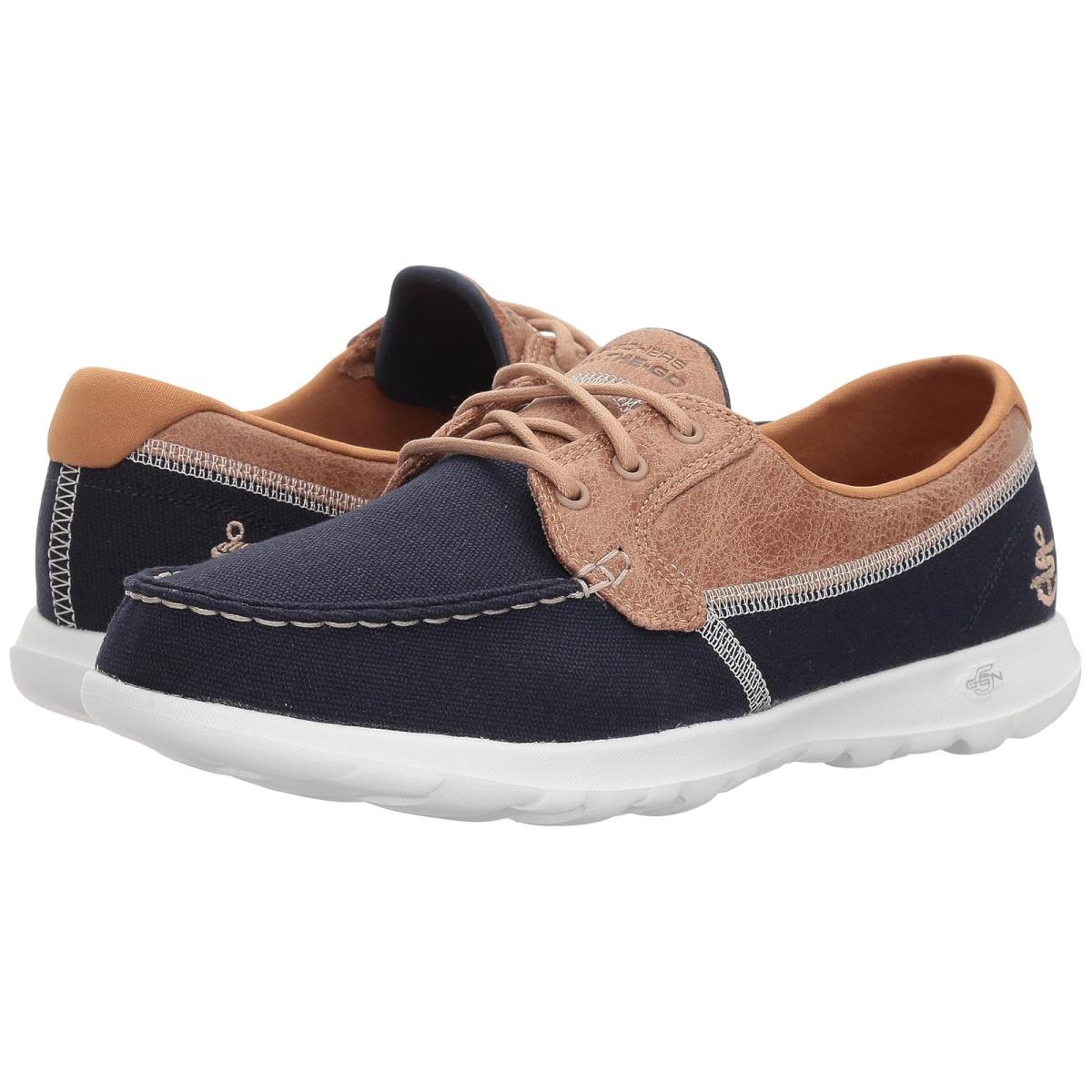 Woman`s Boat Shoes Skechers Performance Gowalk Lite - Coral - Navy