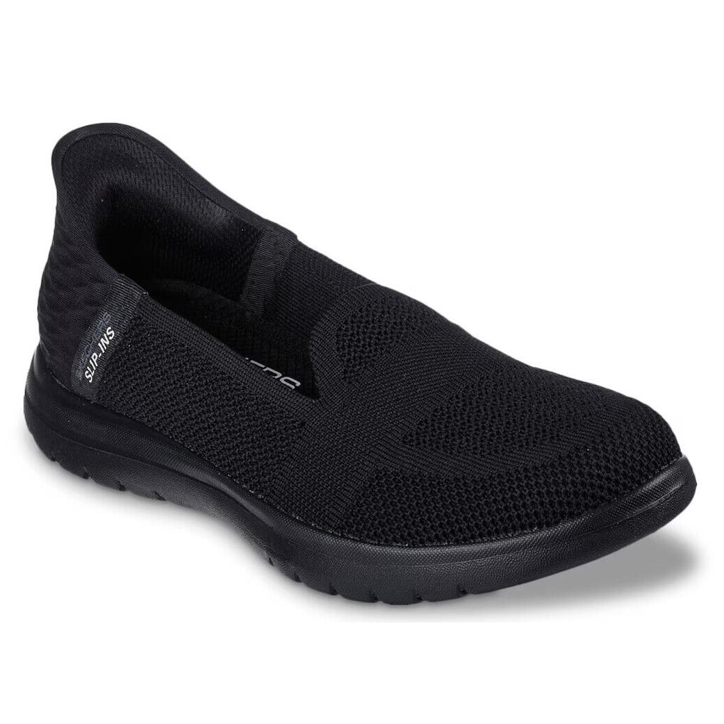 Womens Skechers Hands Free Slip-ins: ON The GO Flex Serene Black Mesh Shoes - Black