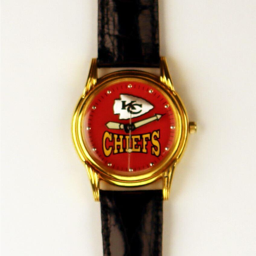 Kansas City Chiefs By Fossil 3D-Look Rare Unworn Gold Tone Midsize Watch 119