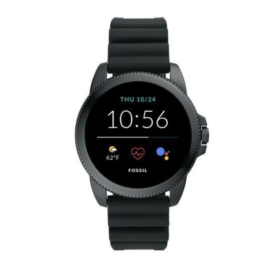 Fossil Gen 5E 44mm Black Case Silicone Band Smartwatch FTW4047V