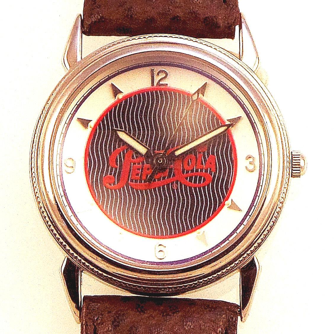 Pepsi Cola Logo Dial Leather Band Unisex Fossil Watch Unworn Great Gift