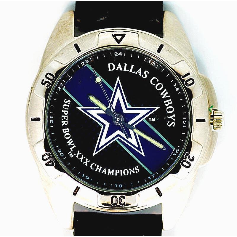 Dallas Cowboys Super Bowl Xxx Fossil Vintage Unworn Leather Band Watch