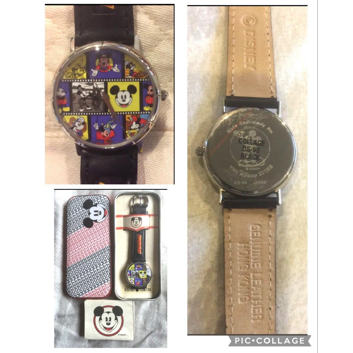 Disney Store Fossil Mickey Mouse Collage DS-98 Mens Quartz Watch w/ Orig Case