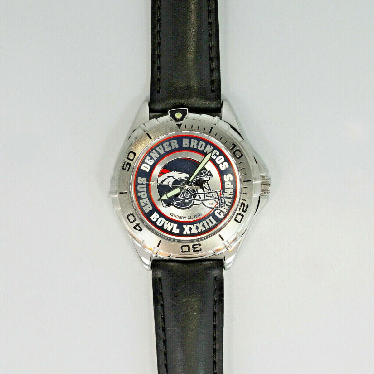 Denver Broncos Super Bowl 33 Nfl Watch Vintage Fossil Unworn Black Band