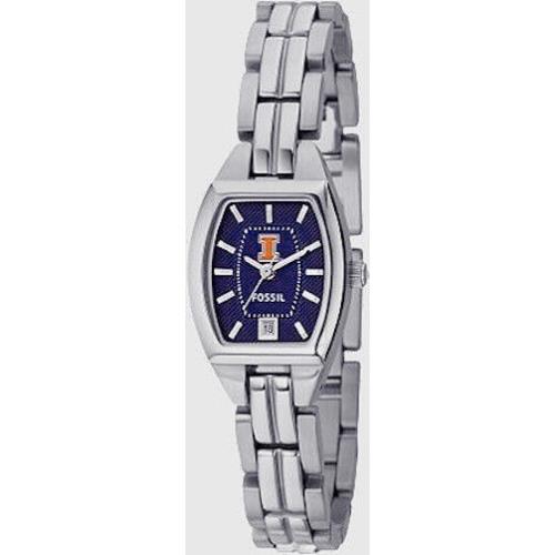 Illinois Illini Fossil Watch Ladies Three Hand Date Cushion Wristwatch LI3017