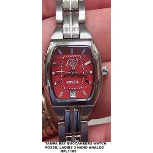 Tampa Bay Buccaneers Fossil Watch Womens Ladies Three Hand Date Cushion NFL1183