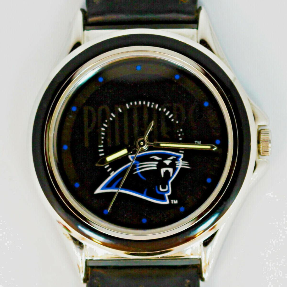 Canolina Panthers Nfl Fossil Relic Rare Unworn Watch Silver Tone Blue Insert