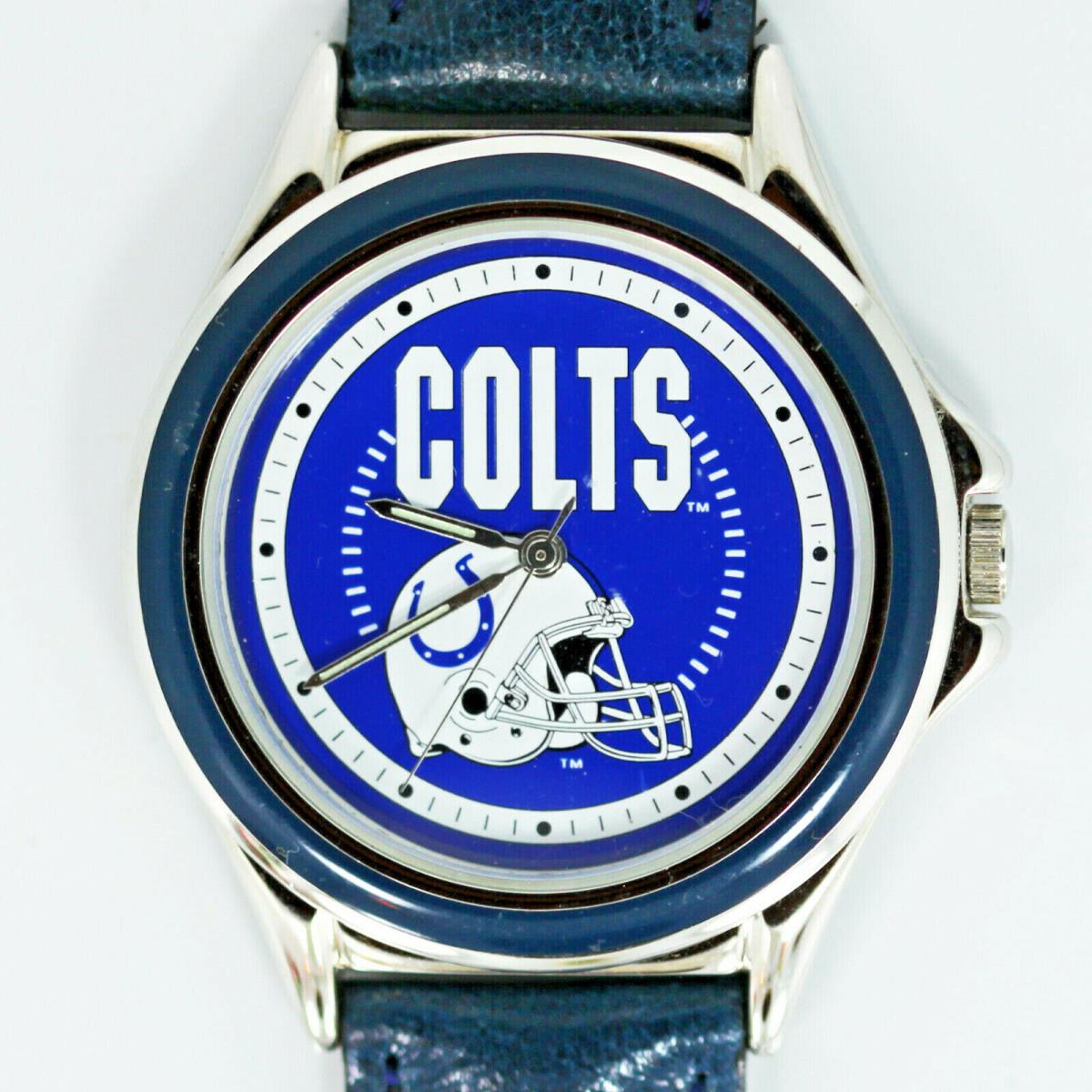 Fossil Indianapolis Colts Fsl Relic Rare Unworn Watch Silver Tone Blue Insert