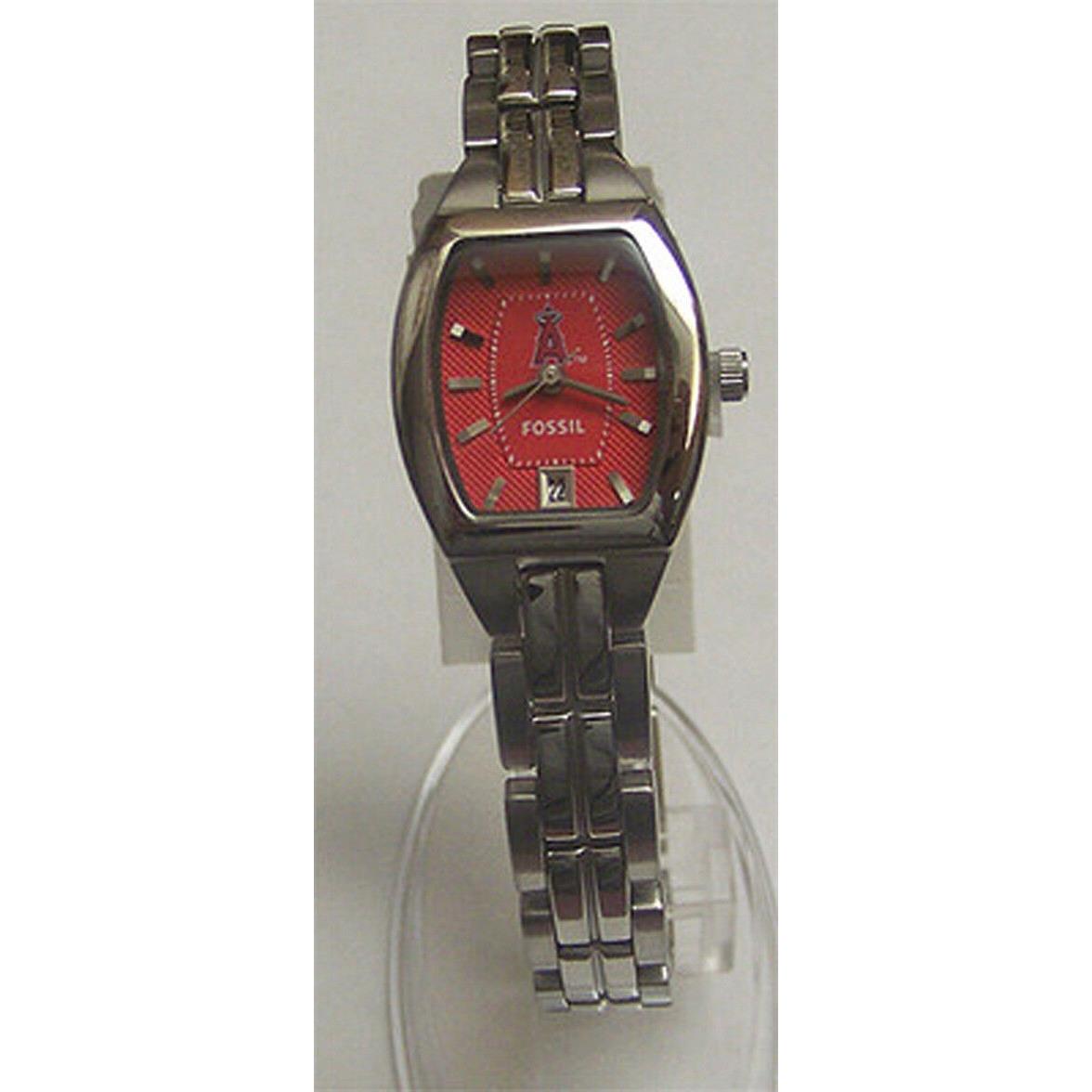 Anaheim LA Angels Fossil Watch Womens Three Hand Date Cushion Wristwatch