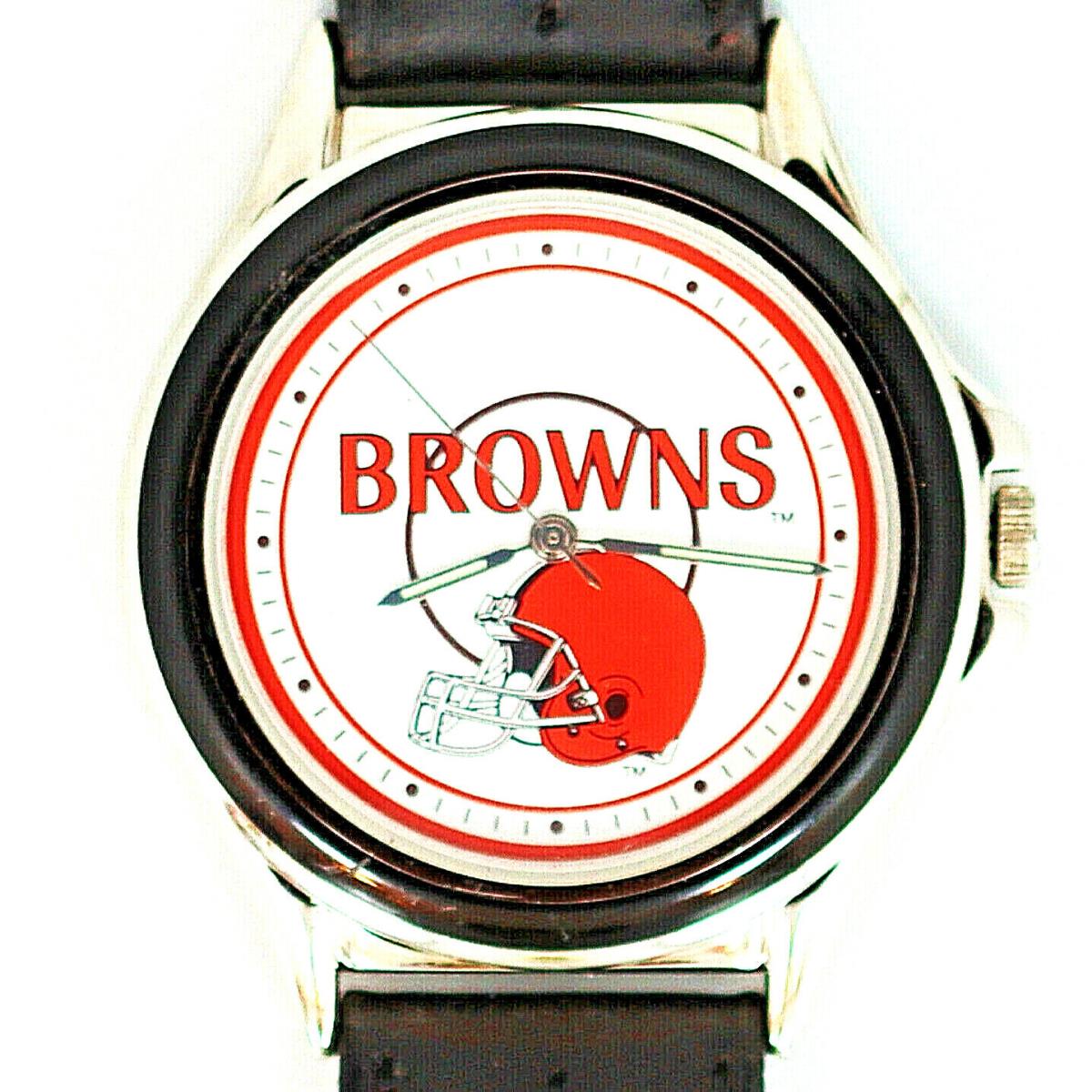 Cleveland Browns Nfl Fossil Relic Unworn Watch Silver Tone Black Insert