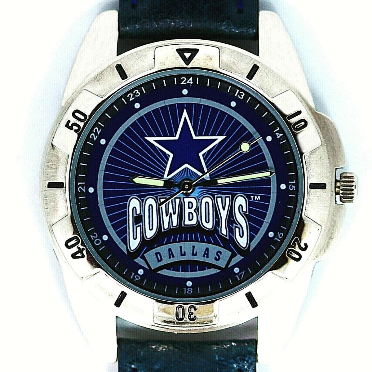 Dallas Cowboys Nfl Fossil Rare Unworn Men`s Vintage 24-H Leather Band Watch