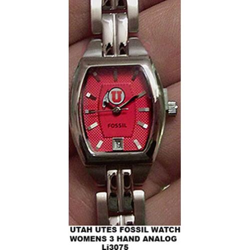 Utah Utes Fossil Watch Womens Three Hand Date Wristwatch Li3075