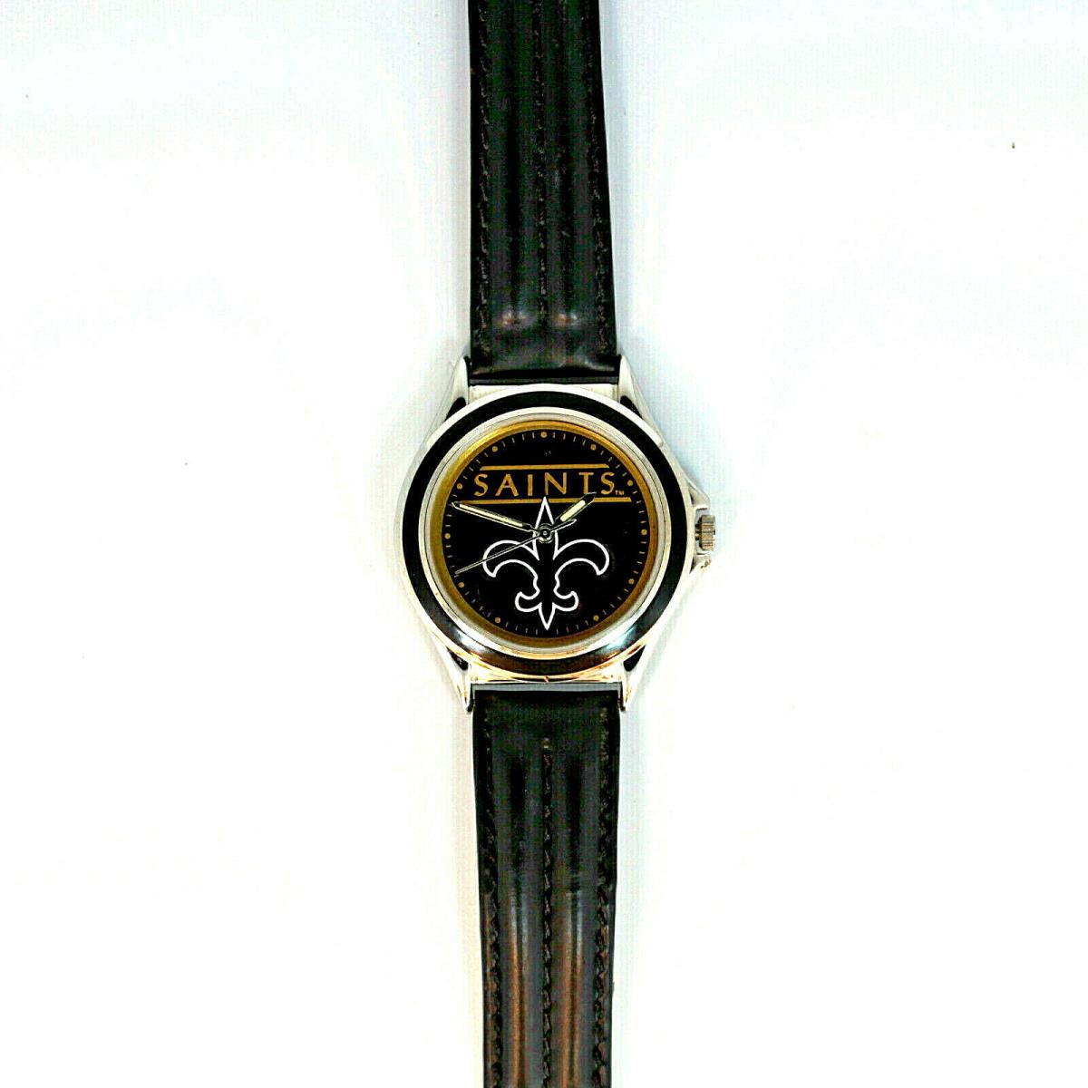 Orleans Saints Nfl Fossil Relic Unworn Watch Silver Tone Blue Insert