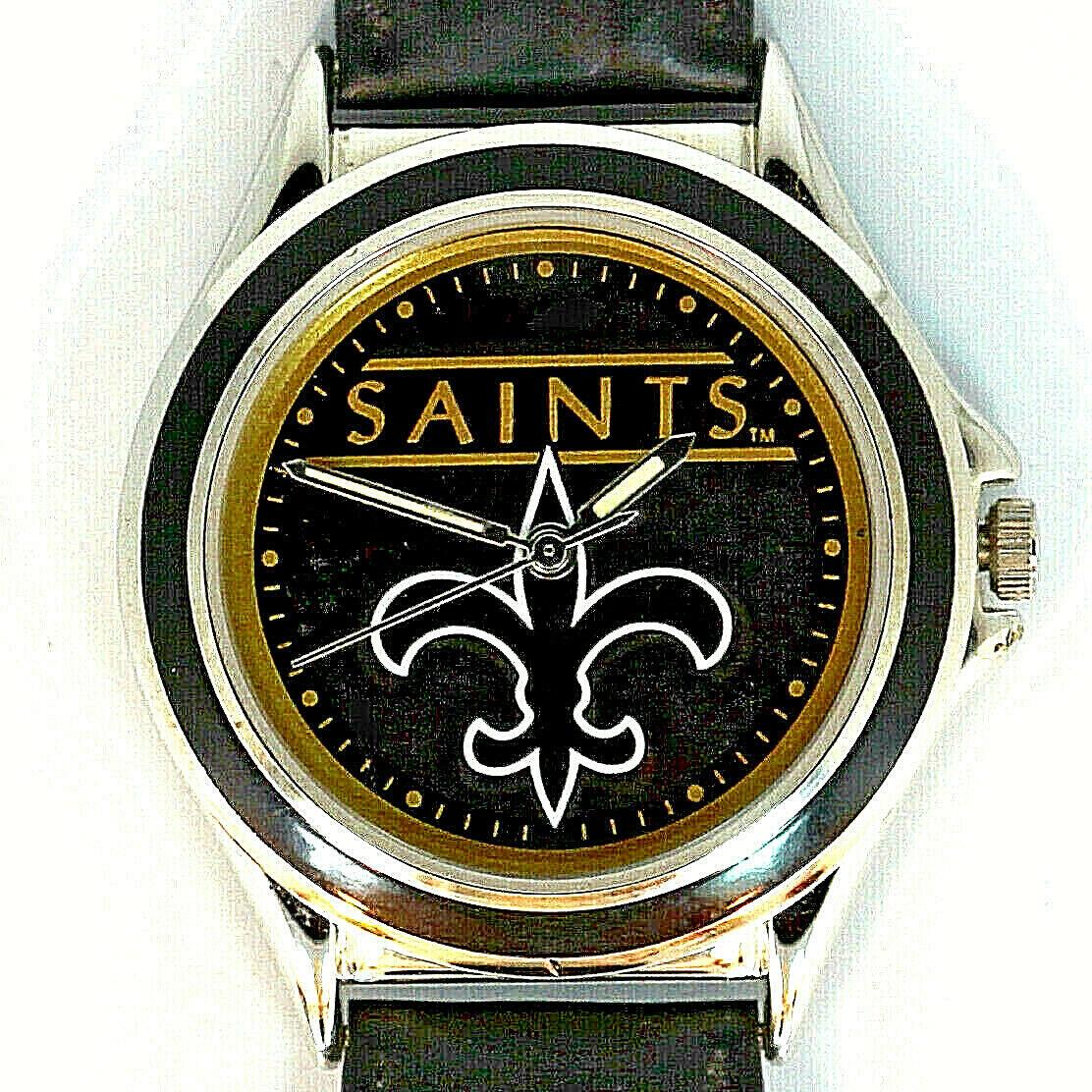 Orleans Saints Nfl Fossil Relic Unworn Watch Silver Tone Blue Insert