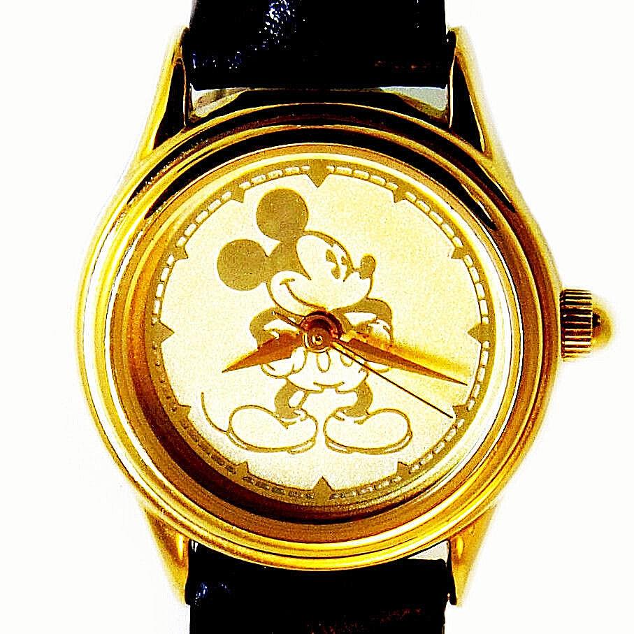 Mickey Mouse Co Gold Coin Style Mens Fossil Disney Leather Watch LI-2019