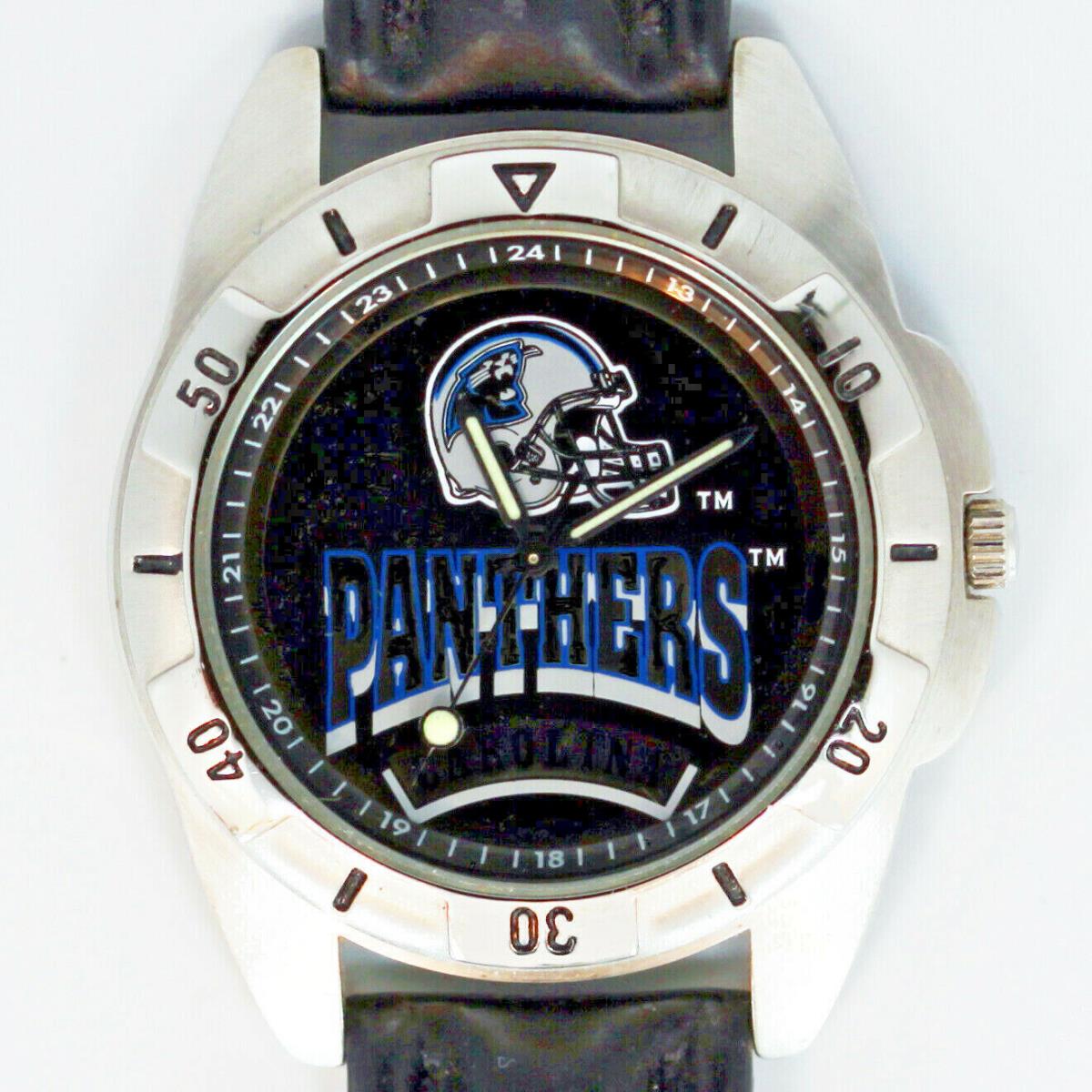 Carolina Panthers Nfl Fossil Unworn Man`s Vintage 1995 Leather Watch