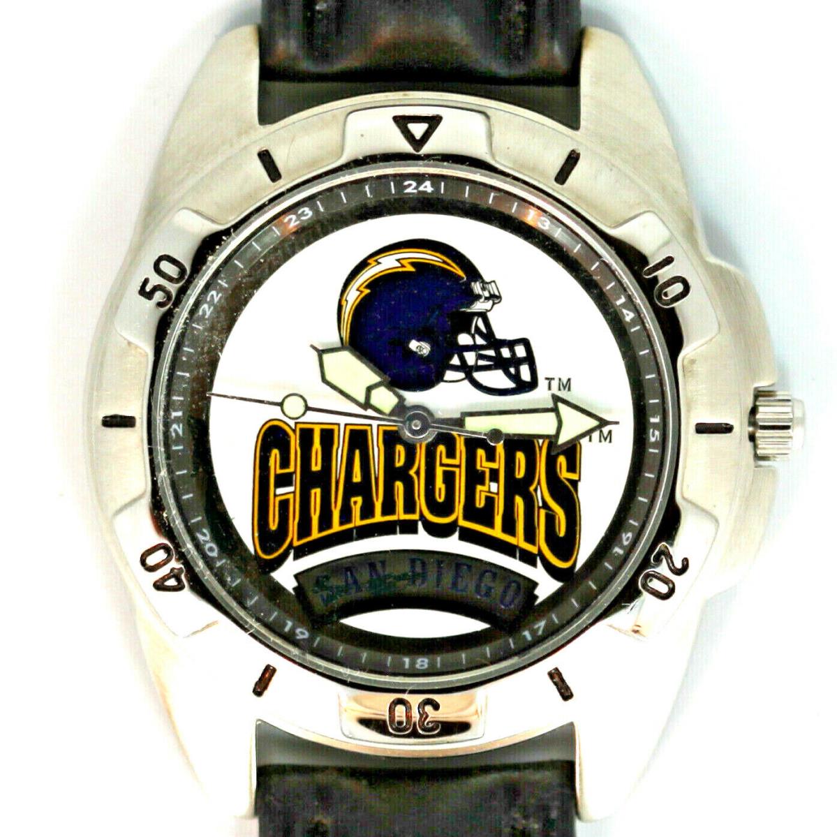 San Diego Chargers Mans Nfl Fossil Unworn Vintage 1995 Leather Bnd Watch