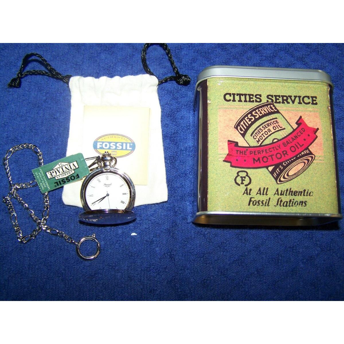 Fossil Pocket Watch Gas Oil Cities Service 1990`s