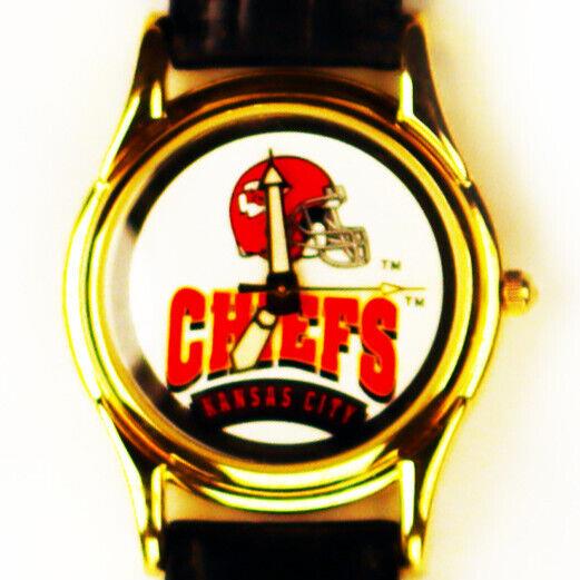 Kansas City Chiefs Nfl Fossil Made Rare Unworn Gold Tone Mid-size Watch