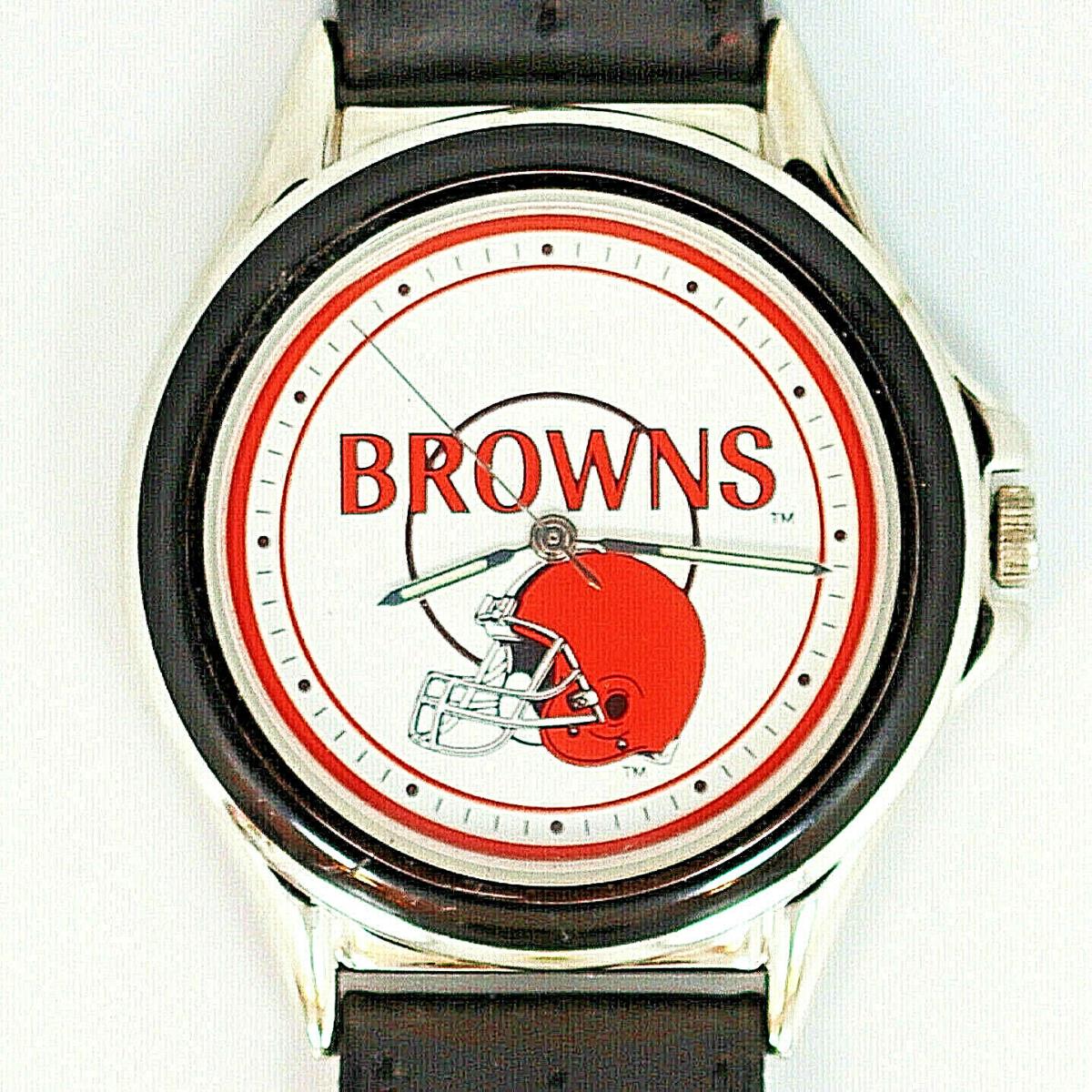 Cleveland Browns Nfl Fossil Relic Unworn Watch Silver Tone Blue Insert