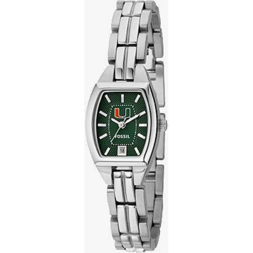 Miami Hurricanes Fossil Watch Womens Three Hand Date Wristwatch