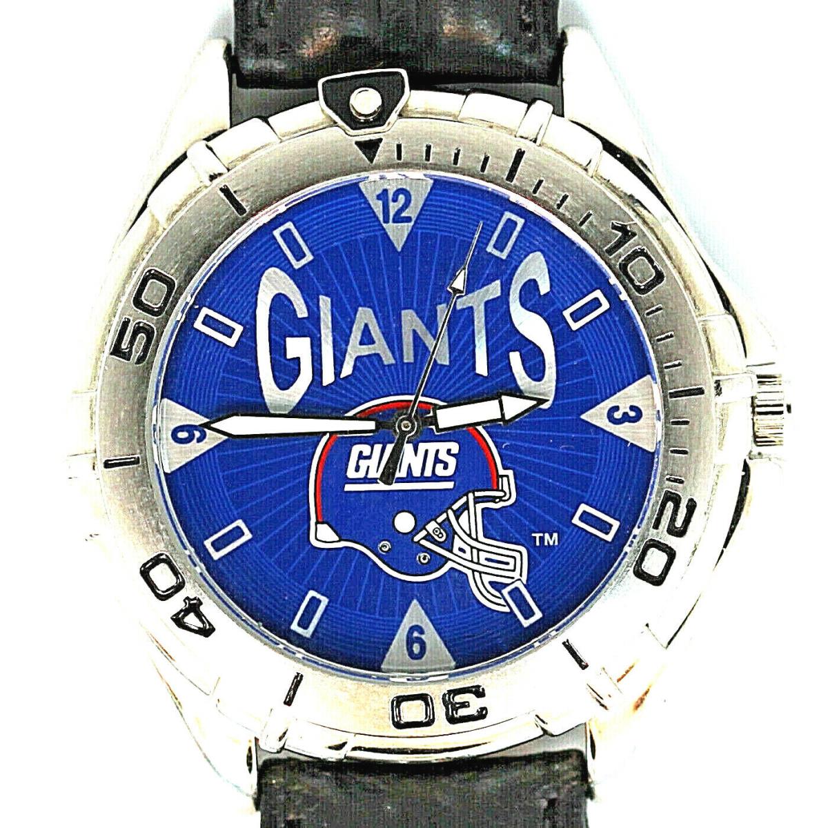 York Giants Nfl Fossil Unworn Mans Vintage 1998 Leather Band Watch