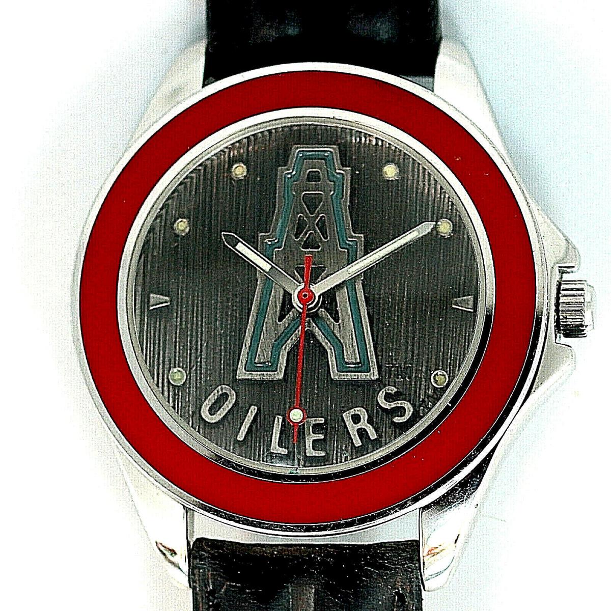 Houston Oilers Nfl Fossil Unworn Mans Vintage 1993 Leather Band Watch