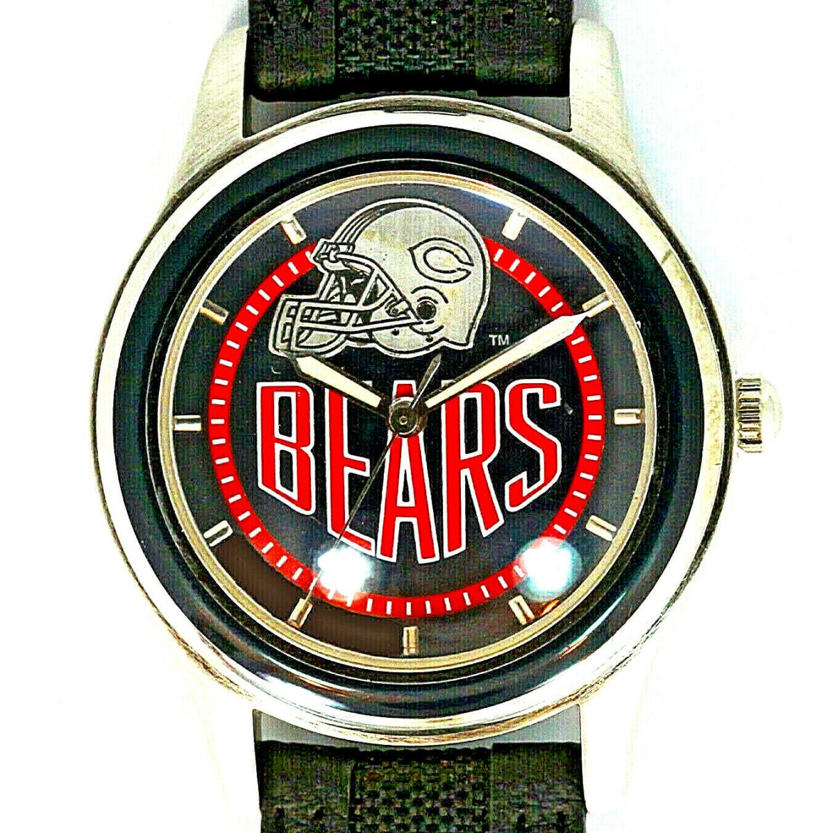 Chicago Bears Nfl Fossil Unworn Silver Tone Case Blue Insert Mans Watch