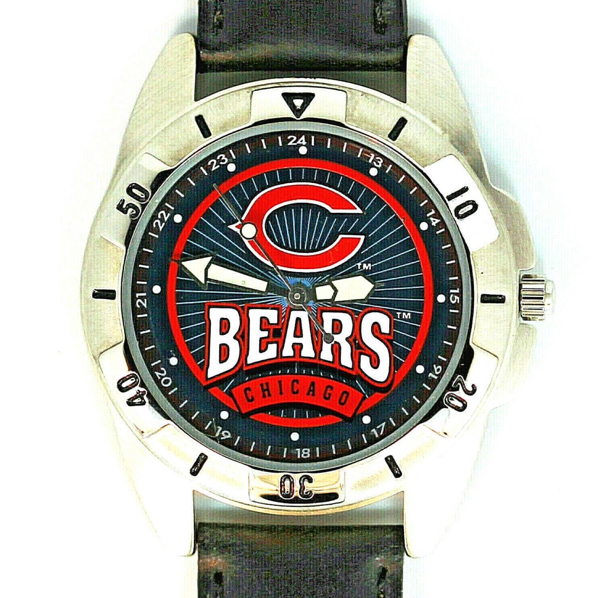 Chicago Bears Nfl Fossil Rare Unworn Man`s Vintage 1995 Leather Band Watch