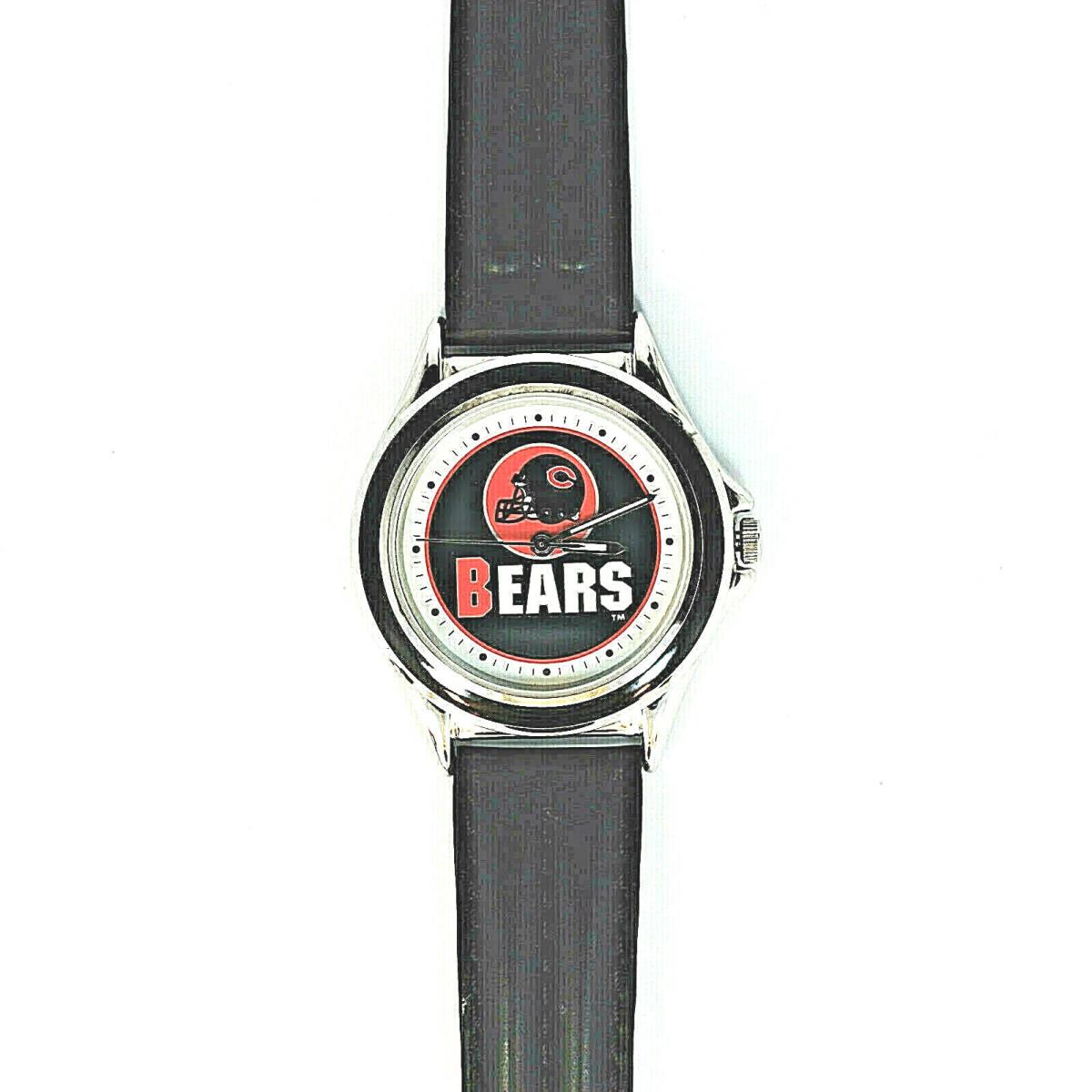 Chicago Bears Nfl Fossil Relic Unworn Vintage Watch Silver Tone Black Insert