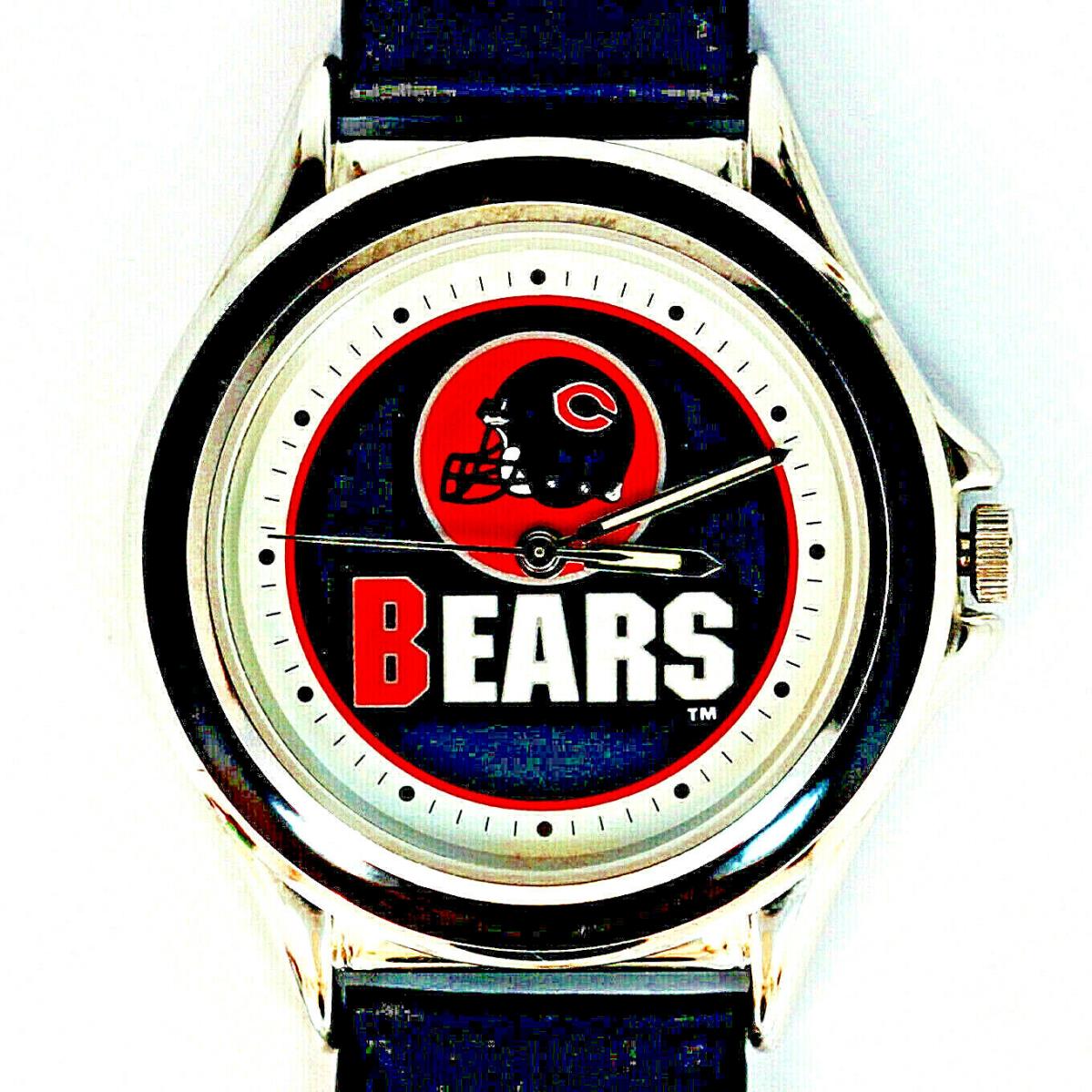 Chicago Bears Nfl Fossil Relic Unworn Vintage Watch Silver Tone Black Insert