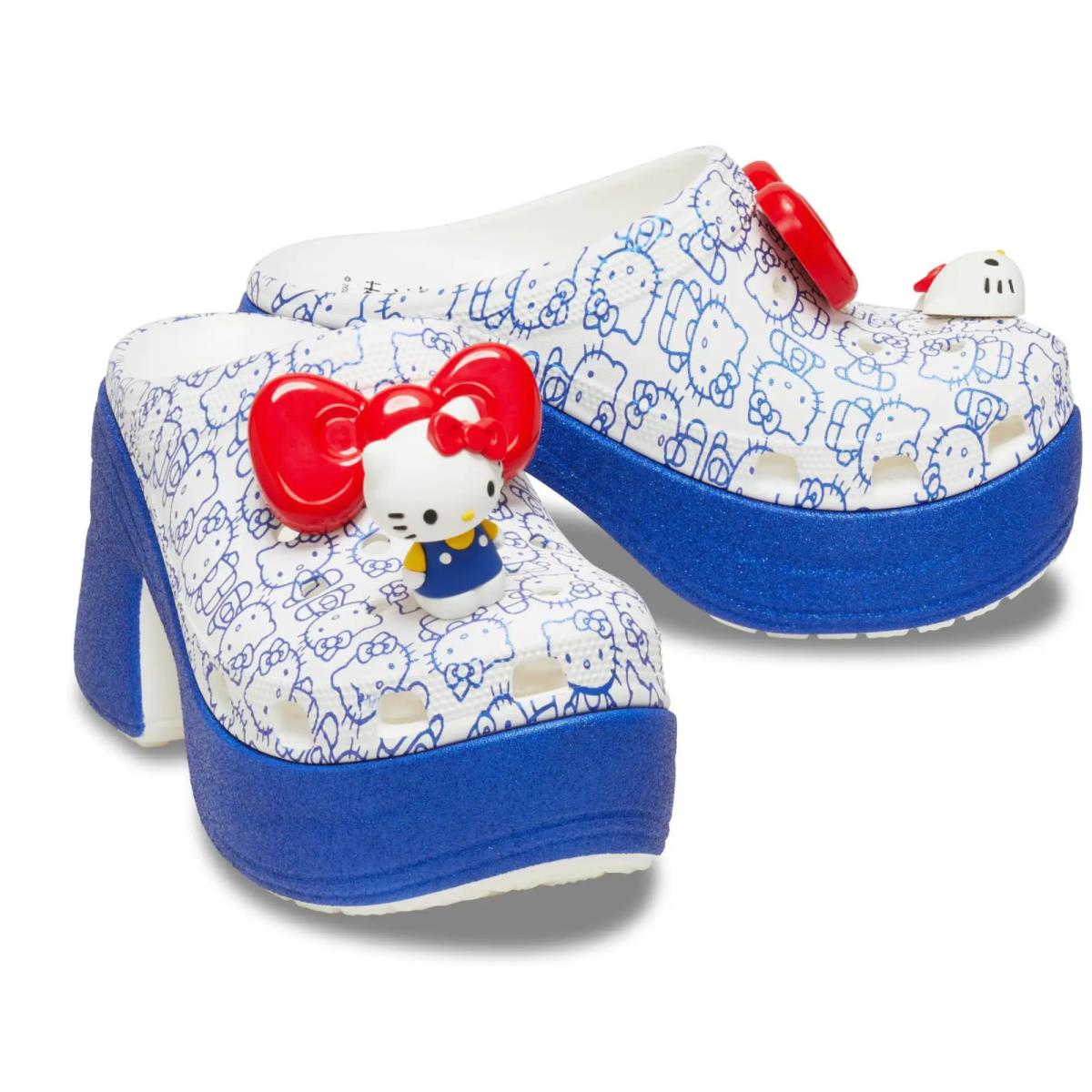 Crocs Hello Kitty 50th Anniversary Siren Clog Blue Glitter-white Xtra High