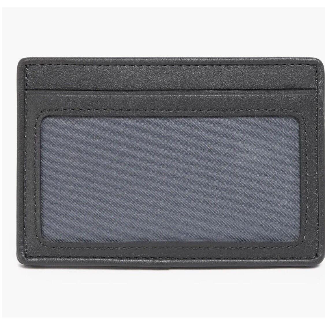 Tumi Alpha Slg Slim Card Case Navy Blue and Grey Leather Trim W/ ID Window