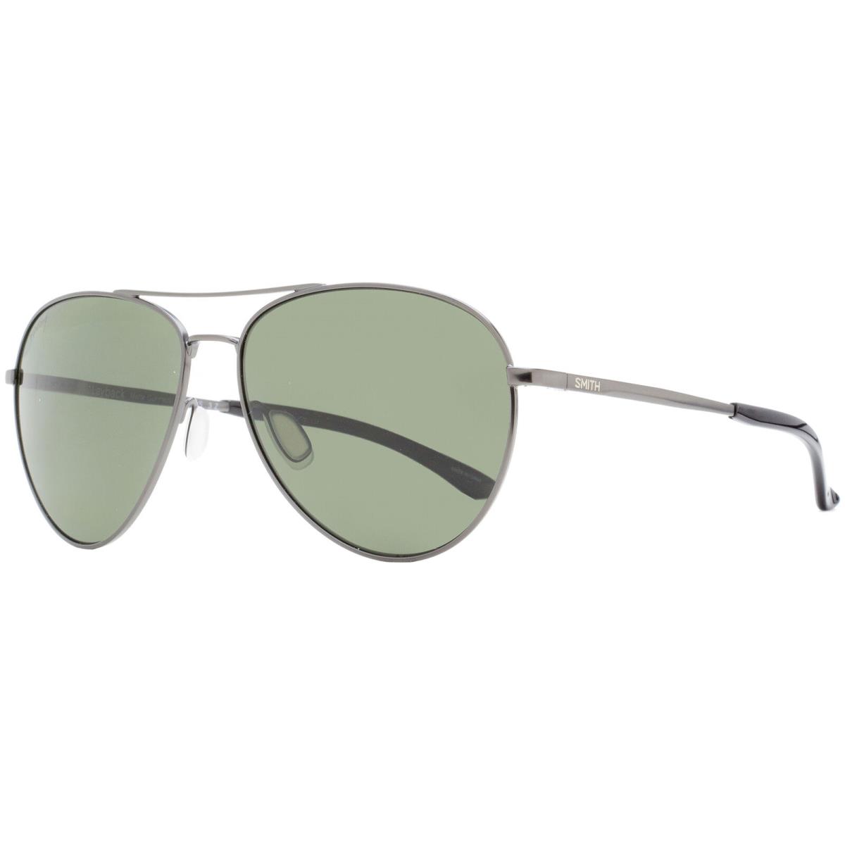 Smith Optics Layback Polarized Matte Gunmetal Aviator Sunglasses - 204062R8060M9 - Frame: Matte Gunmetal, Lens: Grey-Green