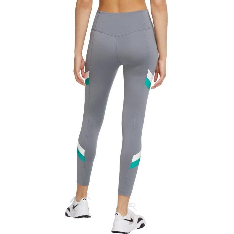 Nike One Women`s Midrise Colorblock Stripe 7/8 Leggings XS Smoke Gray DA0916SU21