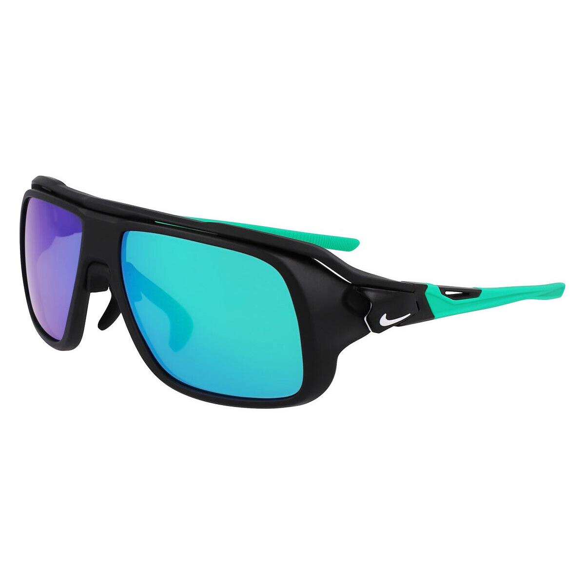 Nike Flyfree Soar EV24001 Sunglasses Men Matte Black 59mm - Frame: Matte Black, Lens: Green Mirrored/Low Lite