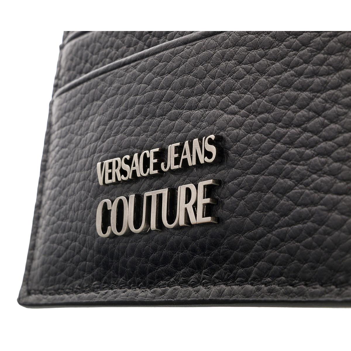 Versace Jeans Couture Black Signature Compact Wallet Cardholder